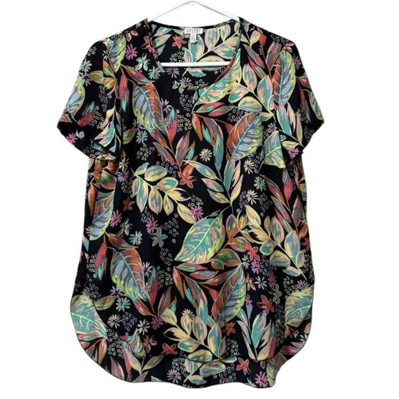 Spense Floral Short Sleeve Women Blouse Size Medium Polyester Hawaiian Tropical - Picture 1 of 9